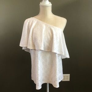 Torrid Off Shoulder White Eyelet Top Size 16 (Torrid 1)